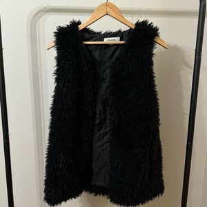 M Charlotte Rusee Black Fuzzy Vest